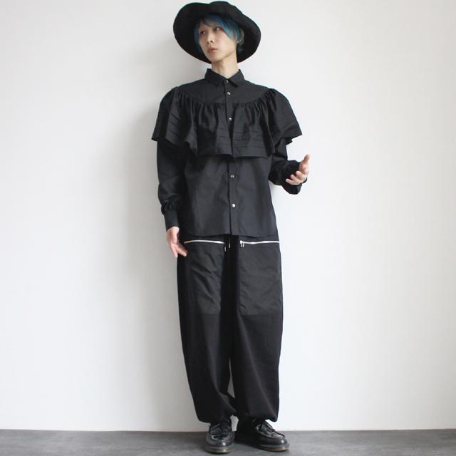ドレスシャツ メンズ ラッフル 長袖 フリル ロングシャツ プリーツ