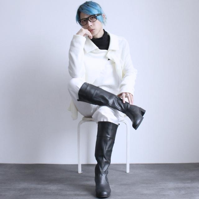 ジョッキーブーツ ヒールブーツ ロングブーツ メンズ シューズ 長靴 白 