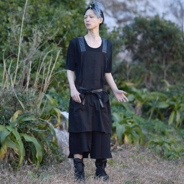 エプロン メンズ ノースリーブ ワーク カフェ フェイクレザー モード系
