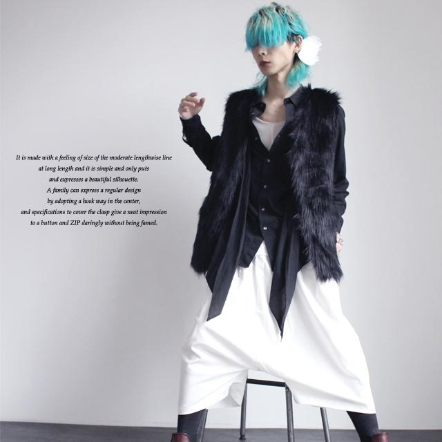 ベスト メンズ ジレ フェイクファー エコファー シャギー ロング丈
