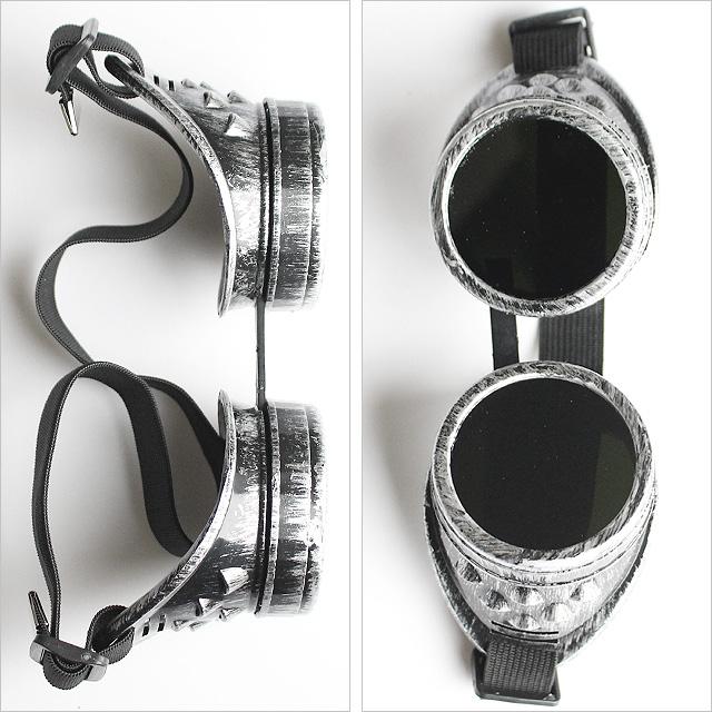 ゴーグル サングラス メンズ スチームパンク モード系 シルバー 個性的