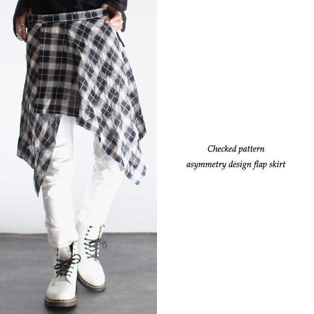 スカート メンズ フラップスカート ホワイト 黒 ブラック チェック