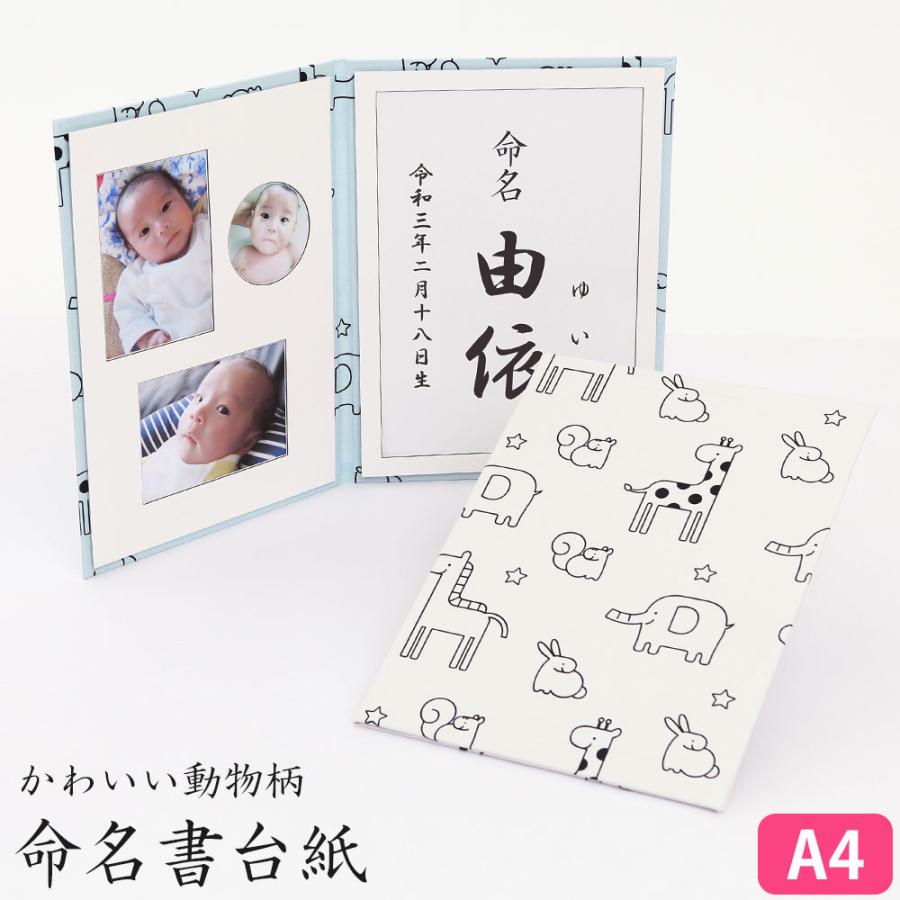 命名書 台紙（A4サイズ）赤ちゃん 名前と写真をいれて飾れる【かわいい 