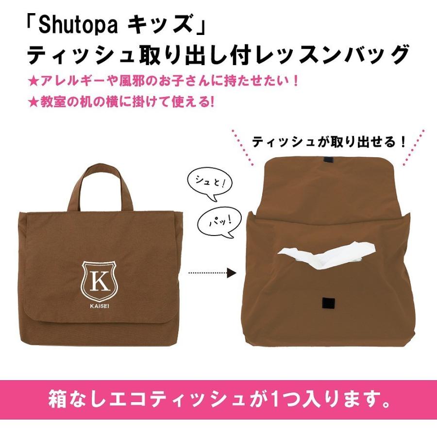 レッスンバッグ ティッシュ取り出し付き シールド ブラウン 撥水 Shutopa｜albumyasan｜02