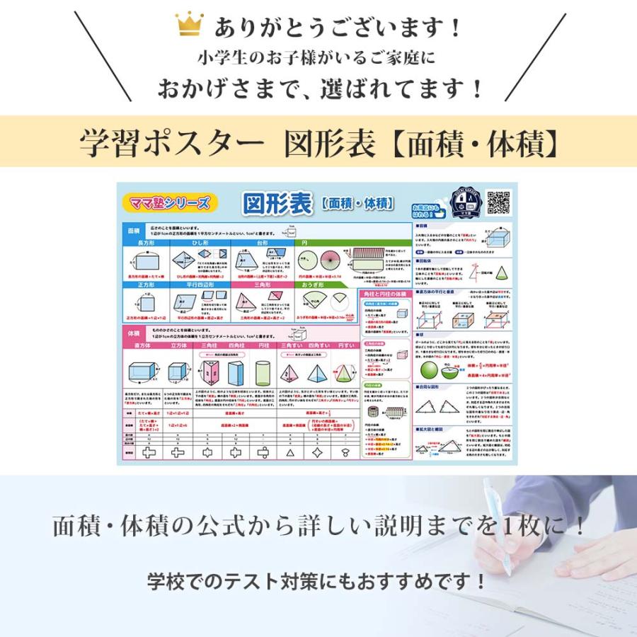 算数 図形一覧(2)【面積 体積 B3＋A4 2枚セット】公式 小学校で習う