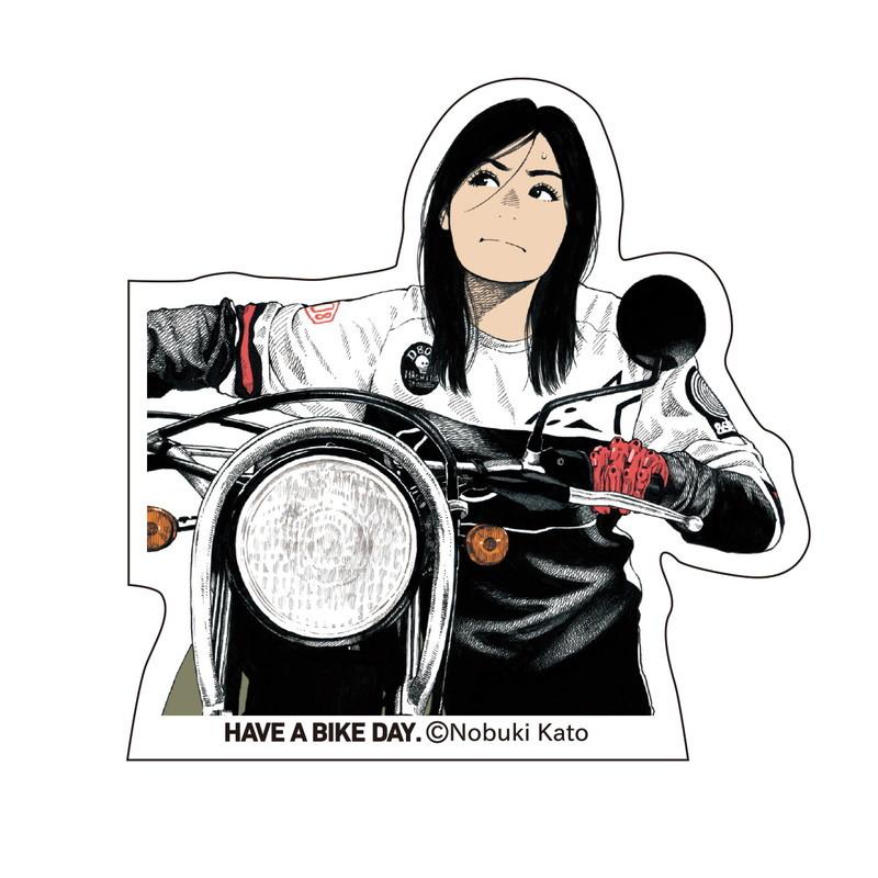 HAVE A BIKE DAY.ステッカー HABD MOTO GIRL Don't give up イラスト