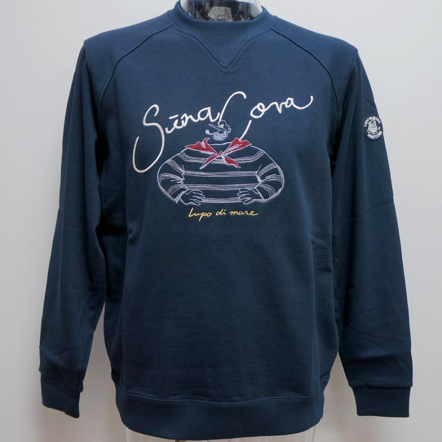 SINA COVA スウェット トレーナー 長袖 ロゴ刺繍 L 赤 マルチカラー