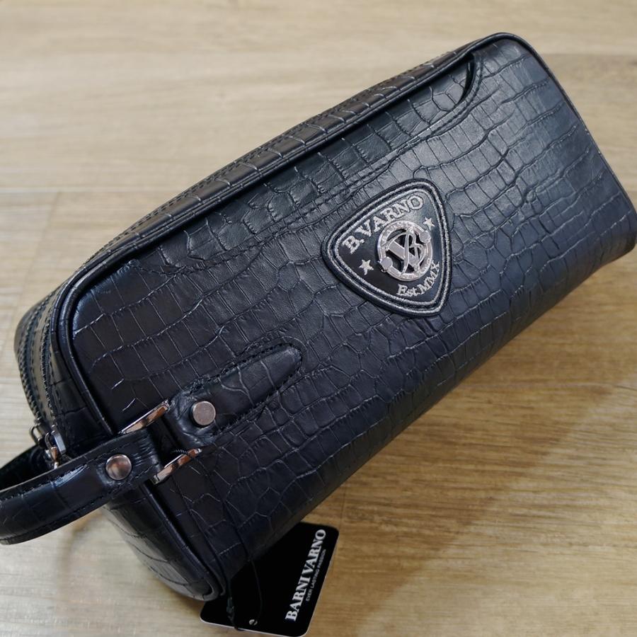 バーニヴァーノ・23 秋冬 AW 新作・クロコ型押し 牛革 セカンドバッグ  