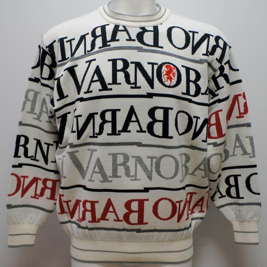 バーニヴァーノ・25 秋冬 AW 新作(L)ロゴジャガード 丸首 セーター(L