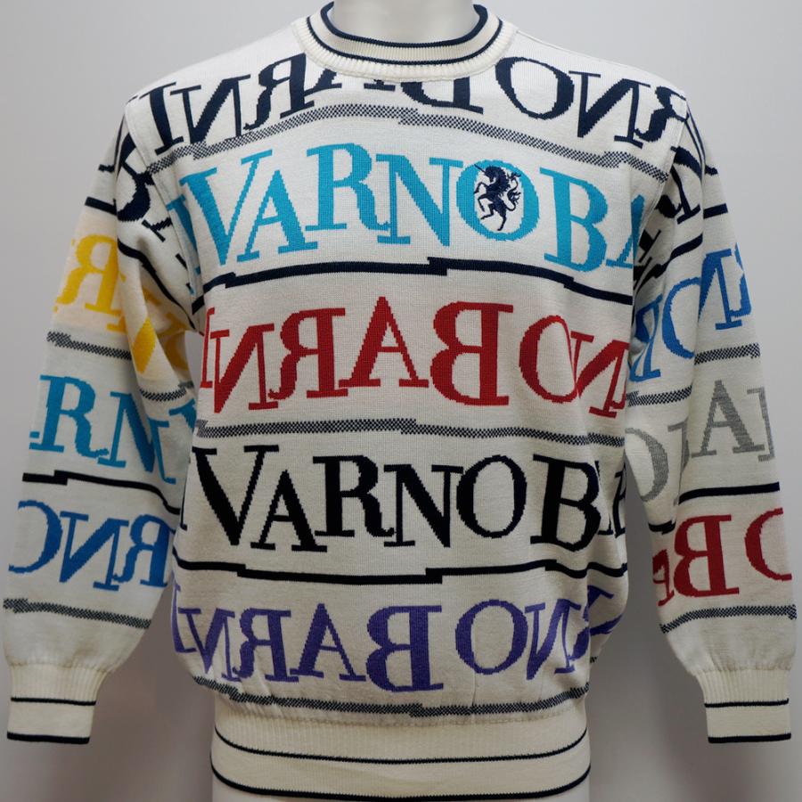 BARNi VARNO HARFJIP セーター バーニヴァーノ・25 秋冬 AW 新作(M)(L)ロゴジャガード 丸首 セーター