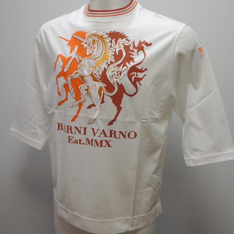 バーニヴァーノ・ユニコーン刺繍 七分袖 Tシャツ(M)(L) 26 春夏 SS 新作 BSS-PTN5536-35 BARNI VARNO (M)(L)の画像