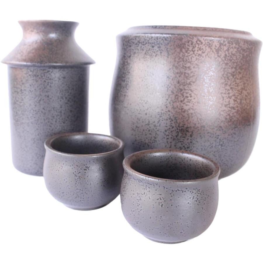 酒器セット 酒燗器 備前吹 保温器付き酒器 (大) 盃 2個付 しゅかんき