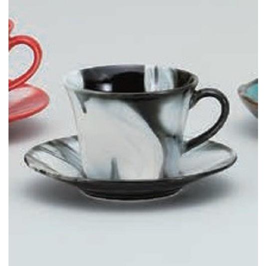 コーヒーカップ マーブル（黒） カップ＆ソーサー 磁器 日本製 美濃焼