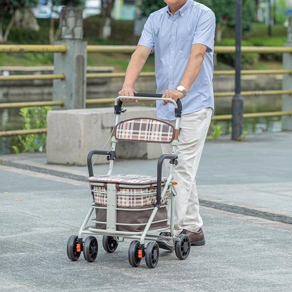 美品 シルバーカー ラクーノ ワゴン RK-01021 楽々健株式会社 折りたたみ式 手押し車 歩行補助 札幌市手稲区 シルバーカー 座れる 大容量 高齢者 ラクーノワゴン RK-01021 楽々健