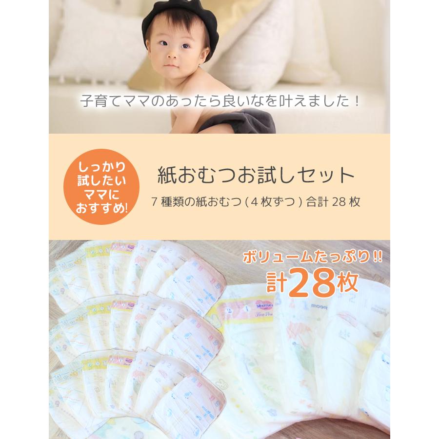 おむつ お試しセット 28枚 Sサイズ テープ 7種類×4枚 おむつ お試しセット 28枚 Sサイズ テープ 7種類×4枚