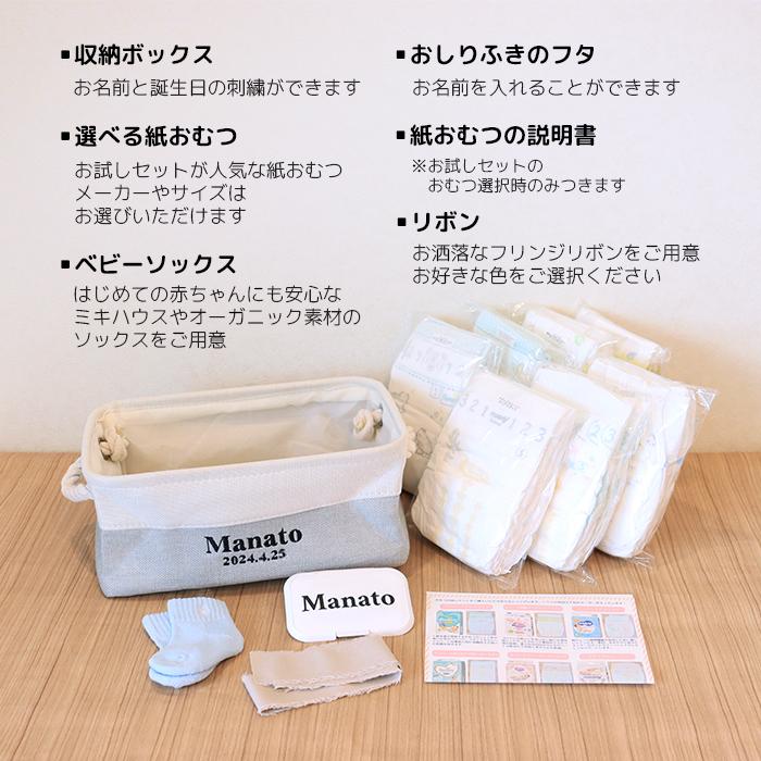 出産祝い ずっと使えるおむつボックス おむつケーキ 名入れバスケット 名入れ 刺繍 送料無料 ストッカー ケース　B80の画像