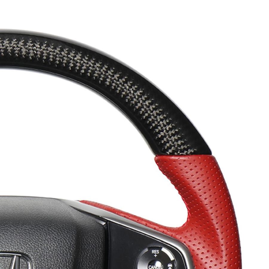 ブラックカーボン&レッドレザー レッドユーロステッチ 品番：HNB-BKC-RD シビックハッチバック(FK7)※タイプR不可【ブラックカーボン