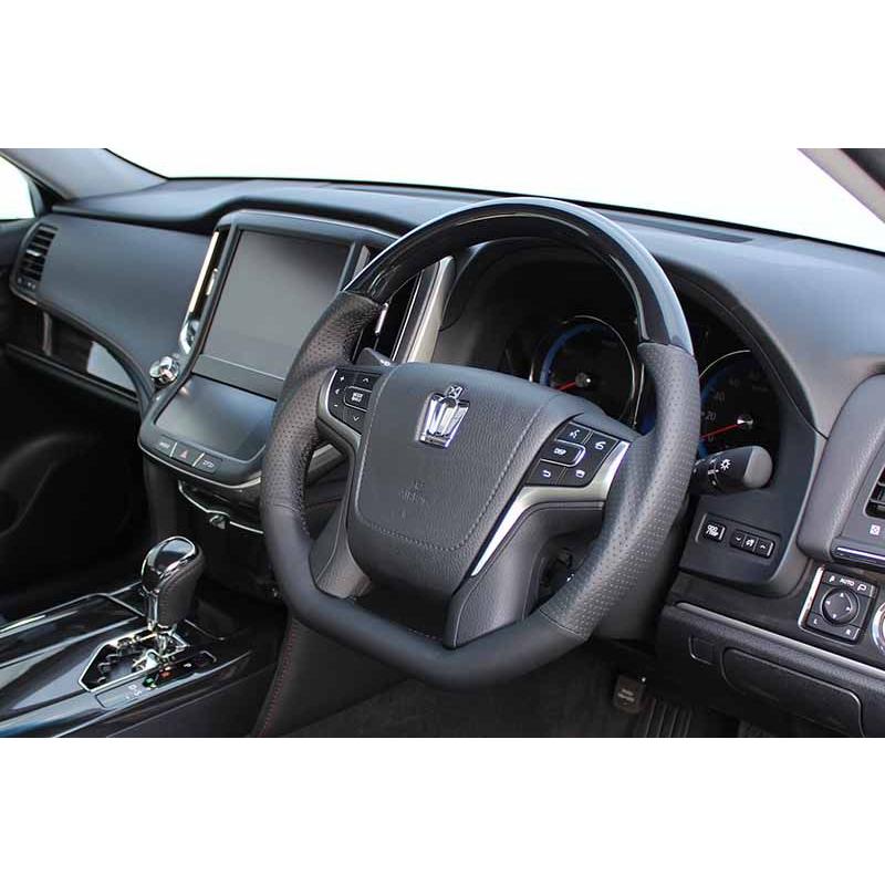 REAL(レアル)ステアリング【210クラウン】38Bブラックウッド(旧210ブラックウッド) [プレミアム/Ｄシェイプ] ★ S210-BKW-BK