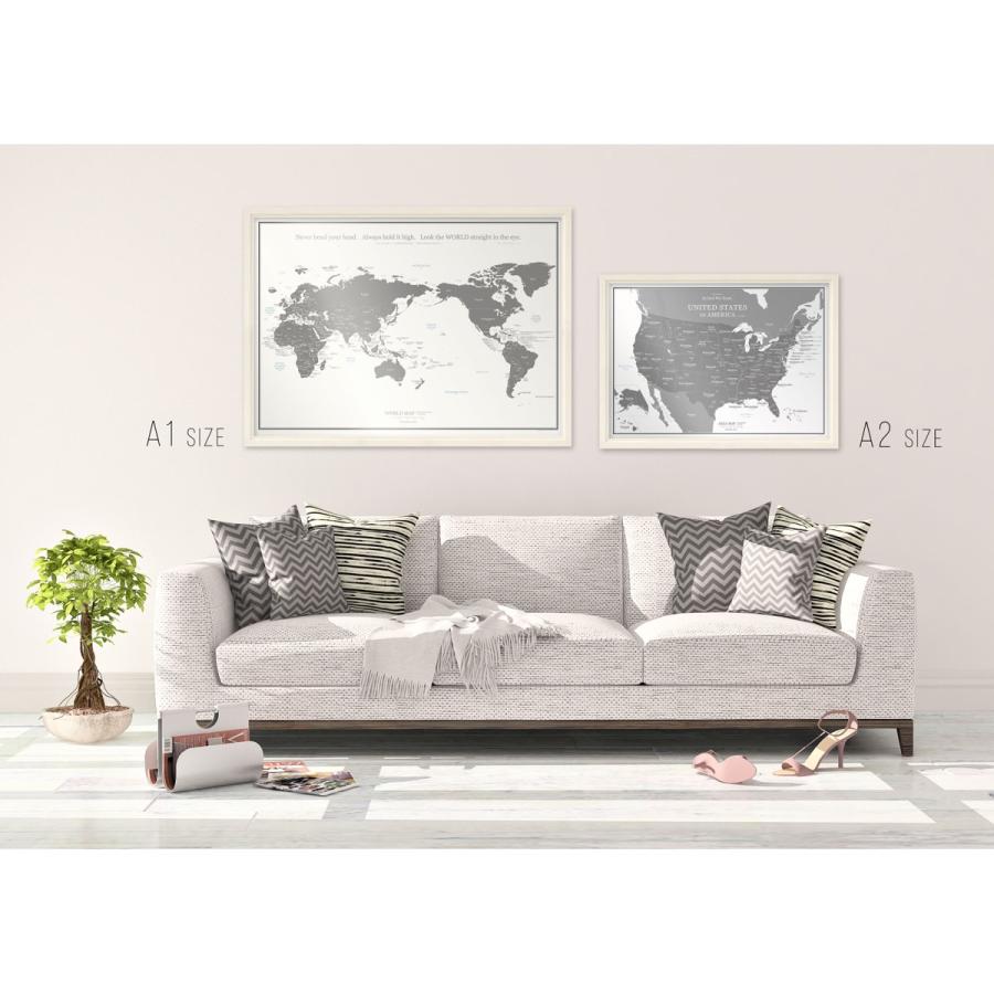 072 アメリカ合衆国 地図 ポスター インテリア A2 モノクロ おしゃれ