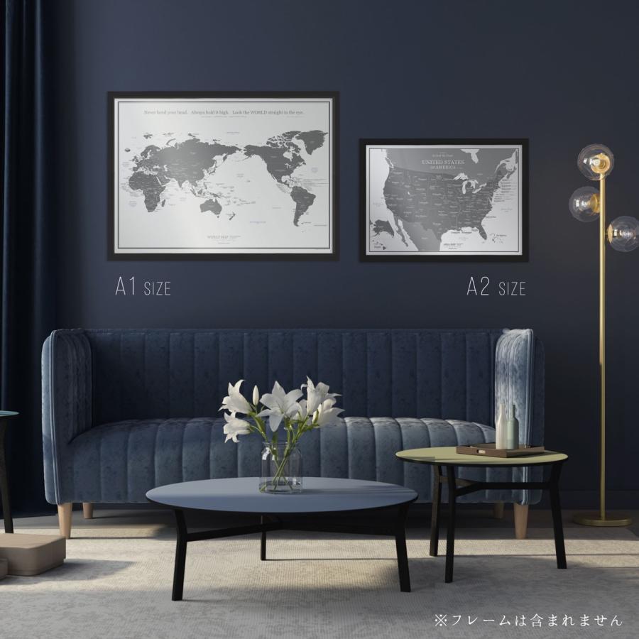 072 アメリカ合衆国 地図 ポスター インテリア A2 モノクロ おしゃれ