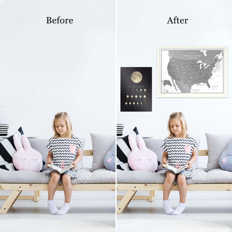 072 アメリカ合衆国 地図 ポスター インテリア A2 モノクロ おしゃれ