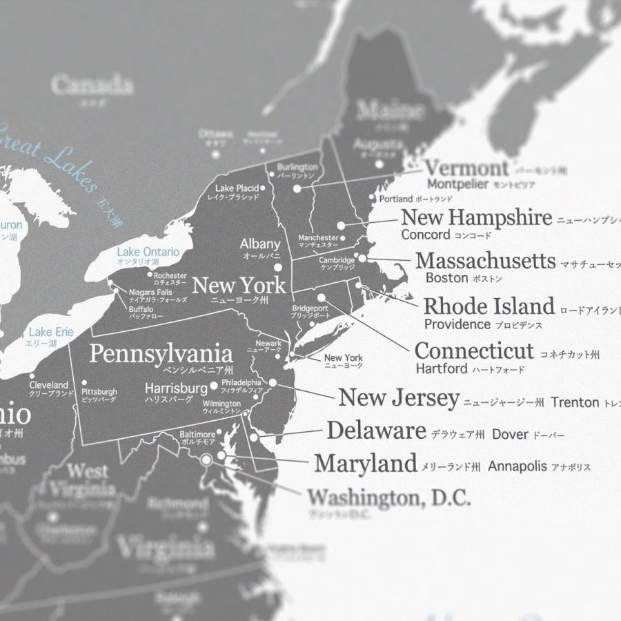 072 アメリカ合衆国 地図 ポスター インテリア A2 モノクロ おしゃれ