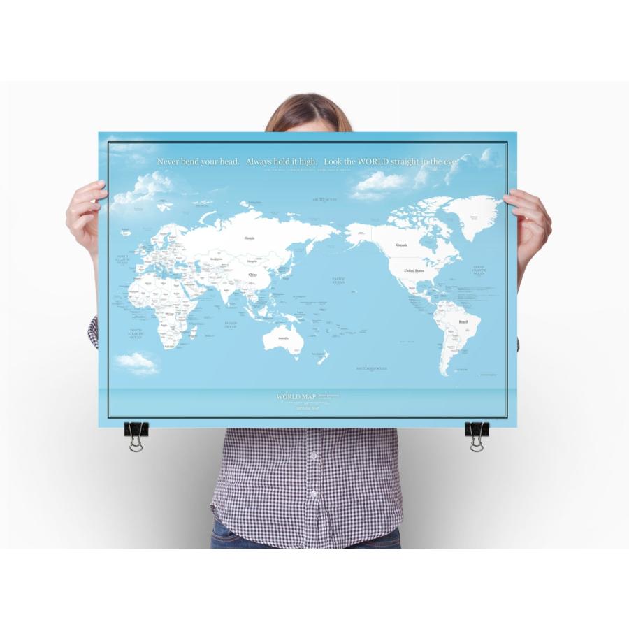 世界地図 ブルー ジョージア インテリア 国名 壁 白地図 こども キーウ 空と海 053 ミニマルマップ ベラルーシ ポスター おしゃれ コーカサス ロシア キエフ ウクライナ