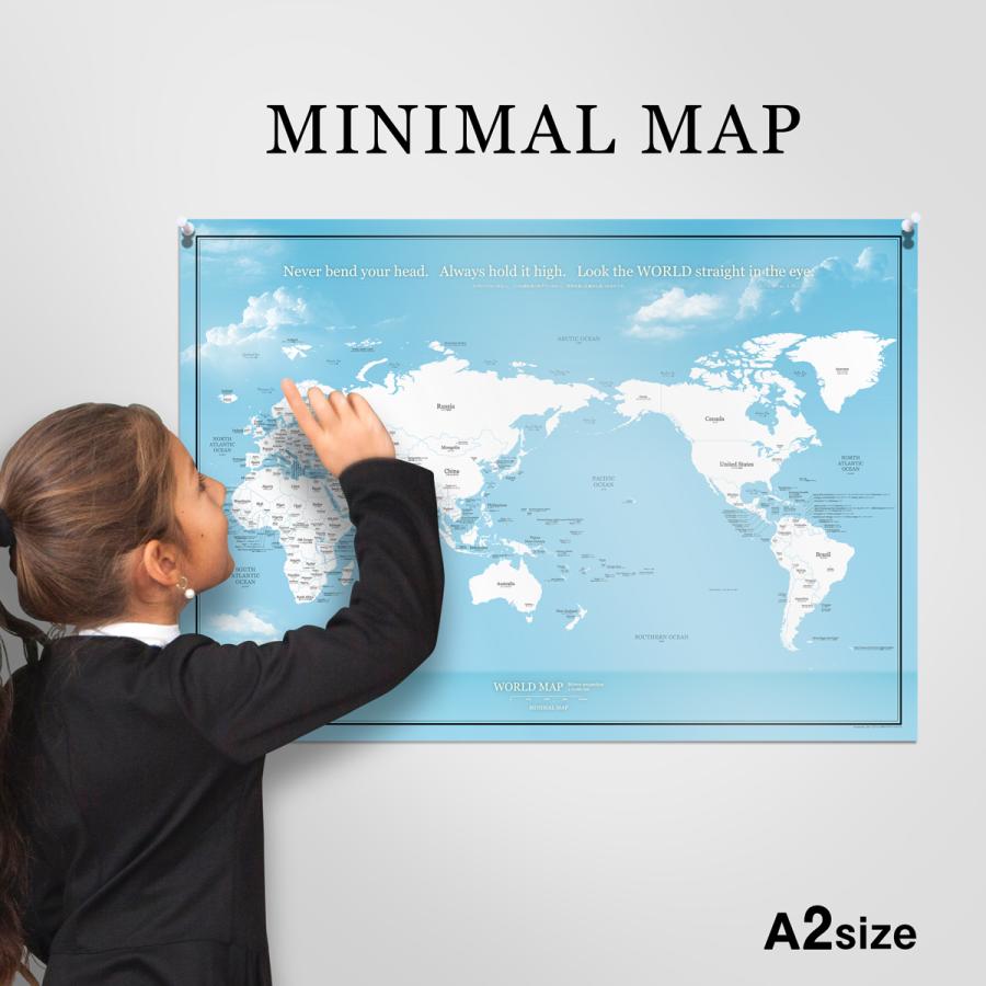 053 世界地図 ポスター インテリア ブルー 空と海 おしゃれ 国名 白地図 こども ミニマルマップ Wla2ej01sk インテリア ポスター Minimal Map 通販 Yahoo ショッピング