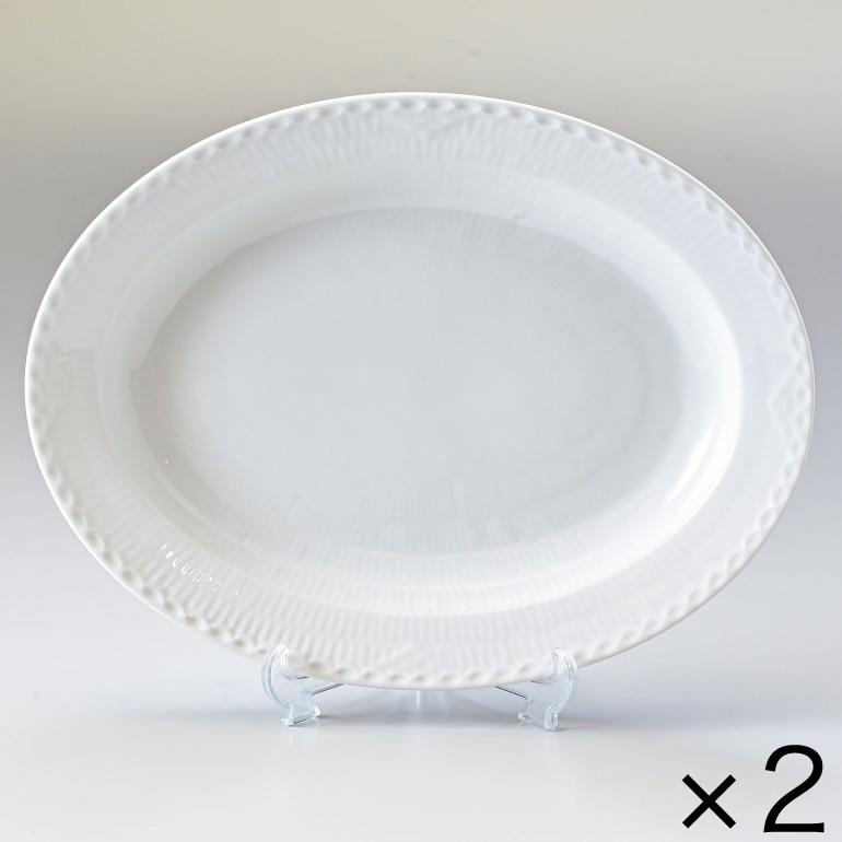 ロイヤルコペンハーゲン　皿　オーバル　フルーテッド　ハーフレース 2枚セット ROYAL COPENHAGEN（ロイヤルコペンハーゲン） 2枚セット プレート