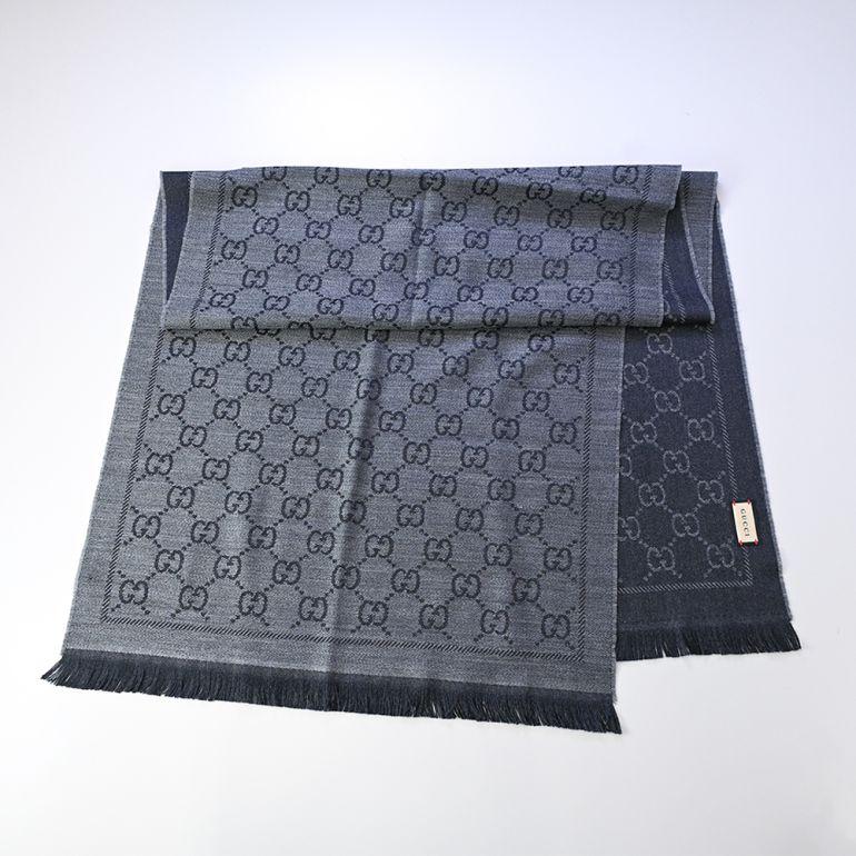 GUCCI グッチ ストール マフラー メンズ レディース GG柄 グレー GUCCI グッチ ストール マフラー メンズ レディース GG柄 グレー
