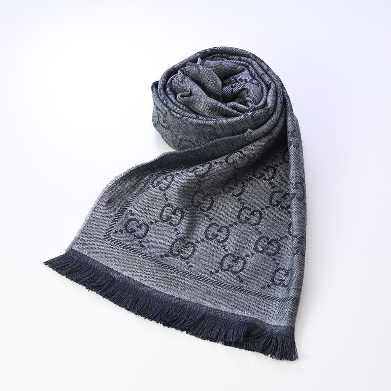 GUCCI グッチ ストール マフラー メンズ レディース GG柄 グレー GUCCI グッチ ストール マフラー メンズ レディース GG柄 グレー