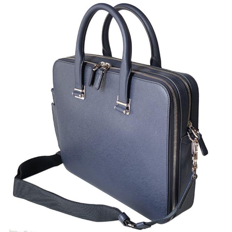 ダンヒル dunhill ビジネスバッグ メンズ ブリーフケース カドガン スリム ダブル ドキュメントケース NAVY ネイビー DU18F3415CA410の画像