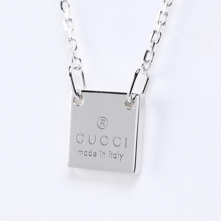 グッチ GUCCI ネックレス ペンダント ジュエリー メンズ レディース トレードマーク スクエア シルバー925 ロゴデザイン 223514 J8400 8106 名入れ可有料｜alevelshop｜02