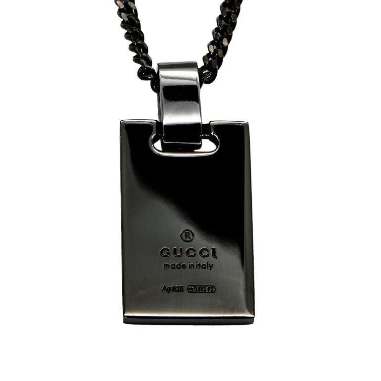 GUCCI ブラックレザー ペンダントネックレス GUCCI（グッチ） ネックレス ペンダント ジュエリー メンズ レディース