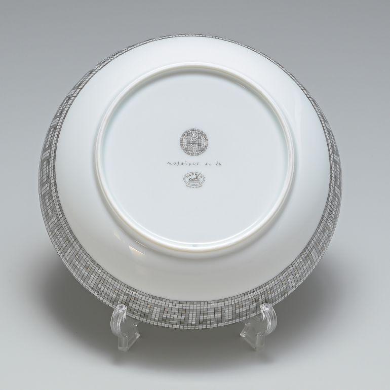 【HERMES】エルメス モザイク ヴァンキャトル プラチナ 17cm シリアルボウル 2個 035014P _ 食器 HERMES（エルメス） モザイク ヴァンキャトル プラチナ 17cm シリアル