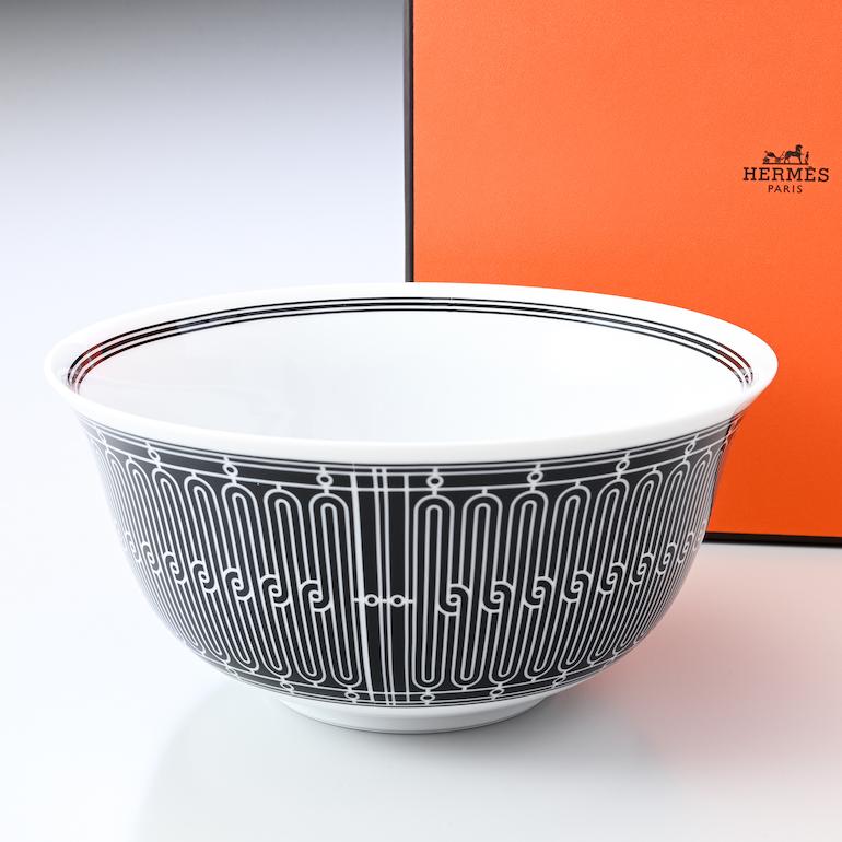 エルメス　ボウル　Hデコ　HERMES 陶器　食器　どんぶり　黒系　アッシュ　鉢 エルメス ボウル Hデコ HERMES 陶器 食器 どんぶり 黒系