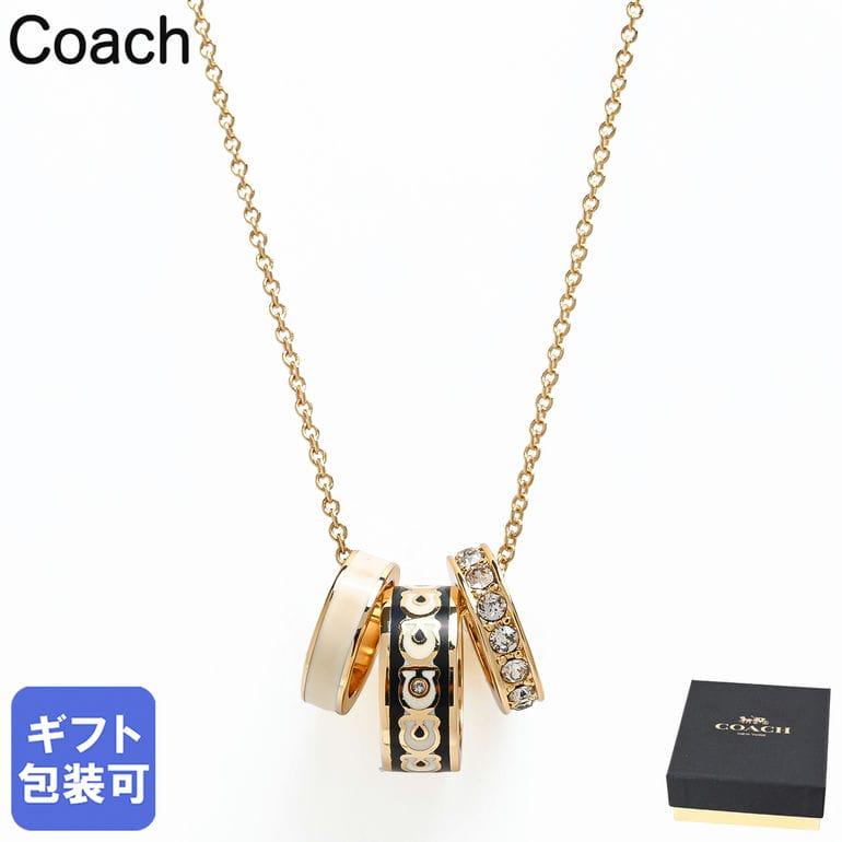 コーチ COACH ネックレス シグネチャー Cロゴ 3連 リング レディース クリア ゴールド ブラック ホワイト 408103GLD004 ジュエリー アクセサリー