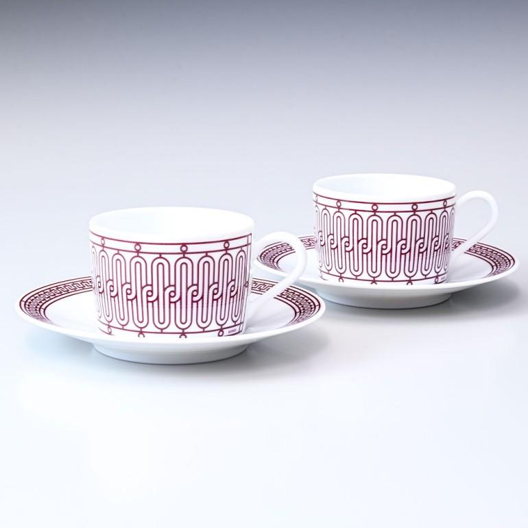 HERMES（エルメス） ティーカップ＆ソーサー ペア Hデコ H DECO ROUGE