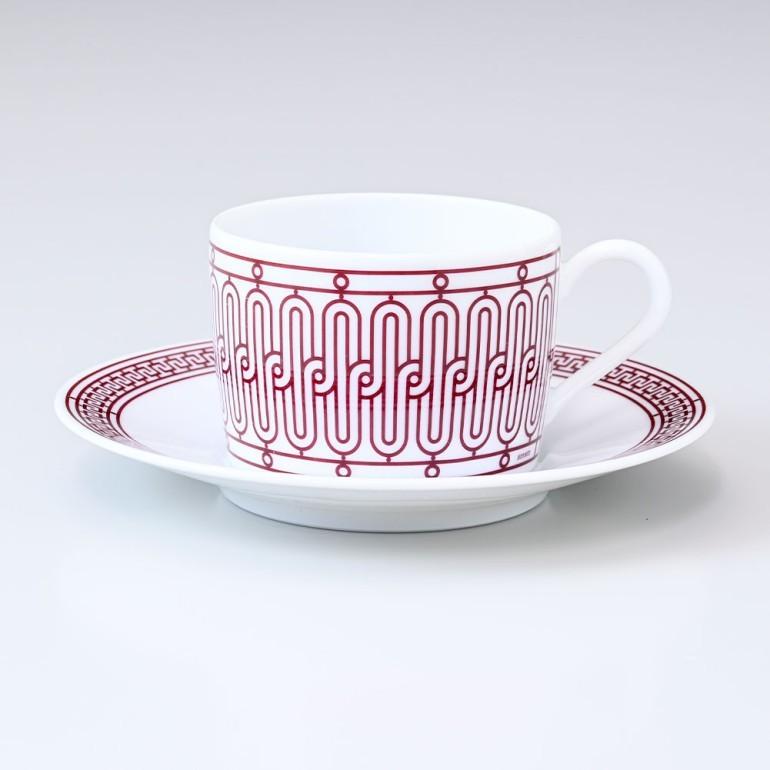 HERMES - エルメス アッシュデコ ルージュティーカップ 160ml HERMES エルメス ティーカップ＆ソーサー ペア Hデコ H DECO