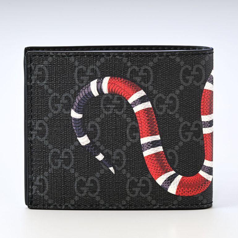 GUCCI グッチ 二つ折り財布 メンズ キングスネーク プリント GG GUCCI グッチ 二つ折り財布 メンズ キングスネーク プリント GG
