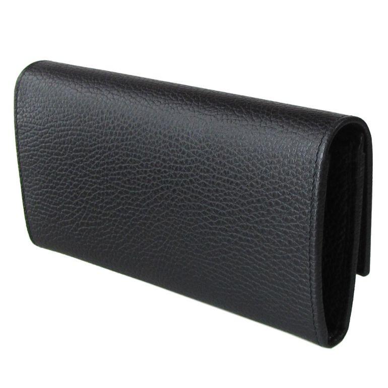 GUCCI グッチ レザー マーモント 長財布 黒 ブラック A1345A1 GUCCI（グッチ） 長財布 レディース プチ マーモント ダブルG レザー