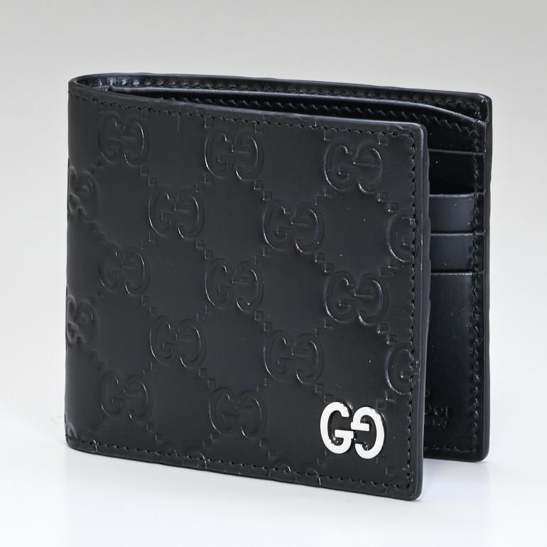 GUCCI（グッチ） 二つ折り財布 メンズ DOLLAR ダラーカーフ ブラック