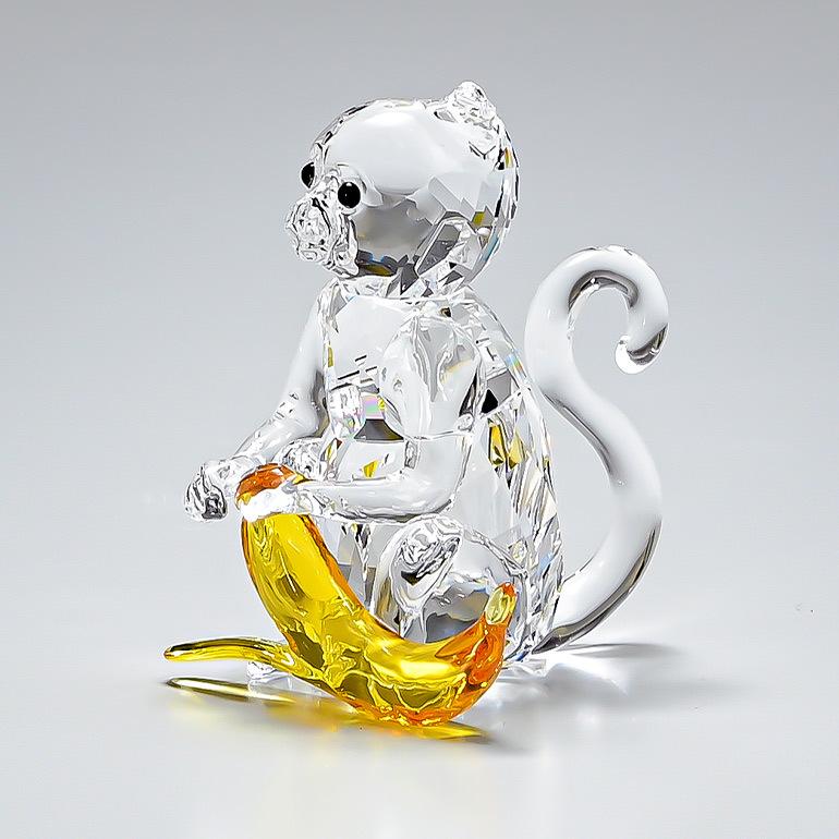 SWAROVSKI スワロフスキー クリスタルフィギュア サルとバナナ SWAROVSKI スワロフスキー クリスタルフィギュア サルとバナナ