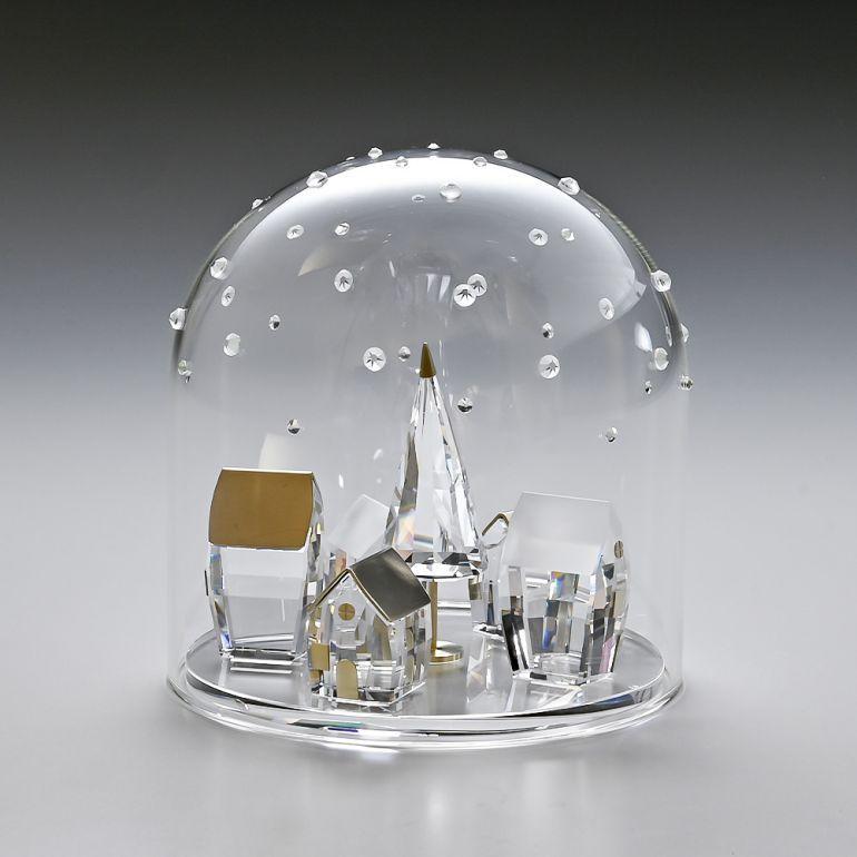 【美品】スワロフスキー　置物　時計　オブジェ SWAROVSKI（スワロフスキー） Holiday Magic ウィンタービレッジ