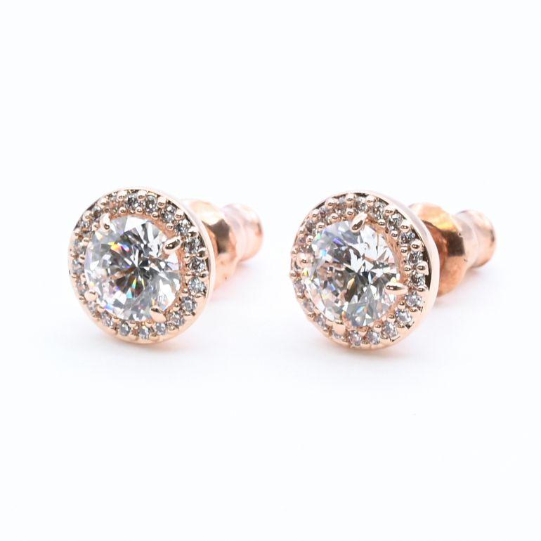 スワロフスキー SWAROVSKI ピアス レディース Constella コンステラ スタッドピアス ラウンドカット ローズゴールド クリア 5636275の画像