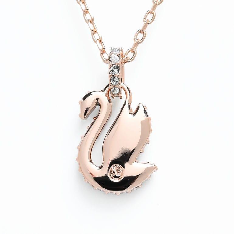 スワロフスキー ネックレス Swan S スワン ペンダント ブラック×ローズ