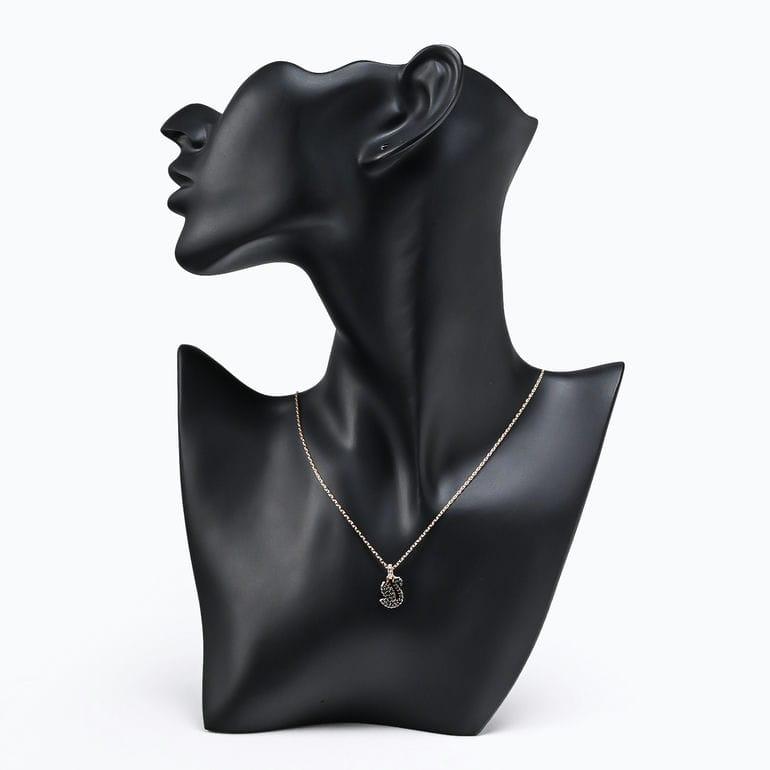 スワロフスキー ネックレス Swan S スワン ペンダント ブラック×ローズ