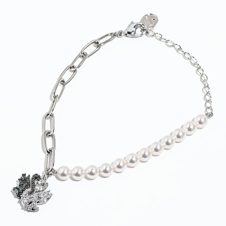SWAROVSKI swan ブレスレット Swan ブレスレット, クリスタル・パール, スワン, グレー