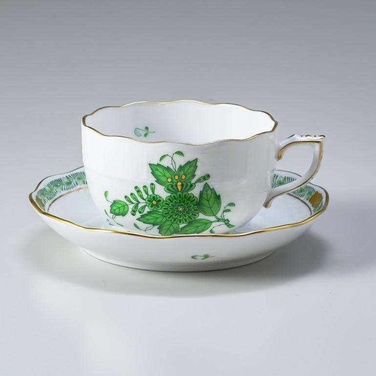 ヘレンド ティーカップ＆ソーサー アポニーグリーン 洋食器 200ml
