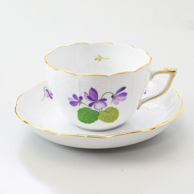 ヘレンド ティーカップ\u0026ソーサー VIOLETシリーズ 洋食器 200ml 手描き 730000 VIOLET 00730000-VIOLET